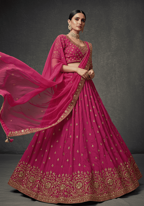 Crushed Georgette Lehenga